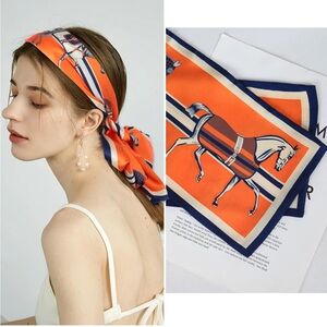 Satin Scarf Mulberry Silk Printed Head Wrap Hair Band 7" x 59"